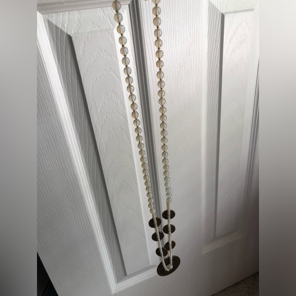 VTG Japanese Coin Necklace Dragon & Phoenix Translucent Moonglow Glass Beads 32” - Picture 9 of 12